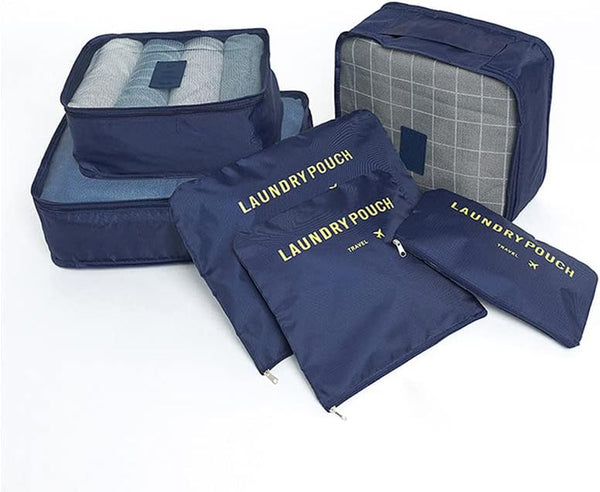 Cubos de Empaque para Viaje – Kit Organizador 6 en 1 (Azul Marino)