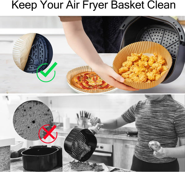🍟 Papel Antiadherente para Freidora de Aire – Pack de 100 Unidades | Redondo y Desechable