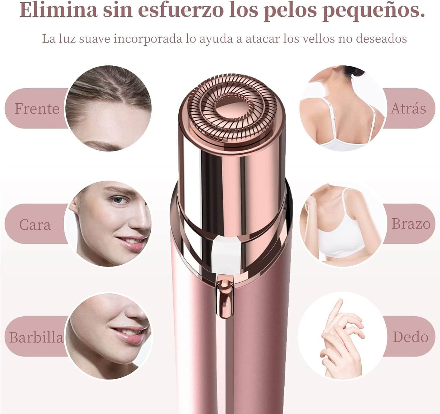 Depiladora facial eléctrica recargable con luz LED - DOMICENTRO