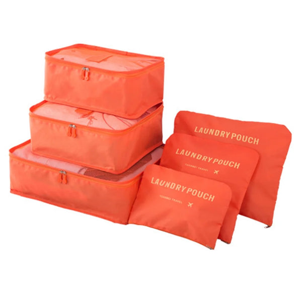 Cubos de Empaque para Viaje – Kit Organizador 6 en 1 (Naranja)