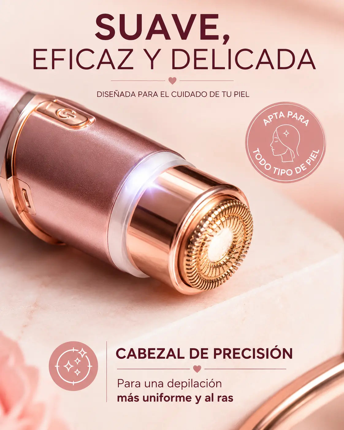 Depiladora facial eléctrica recargable con luz LED - DOMICENTRO