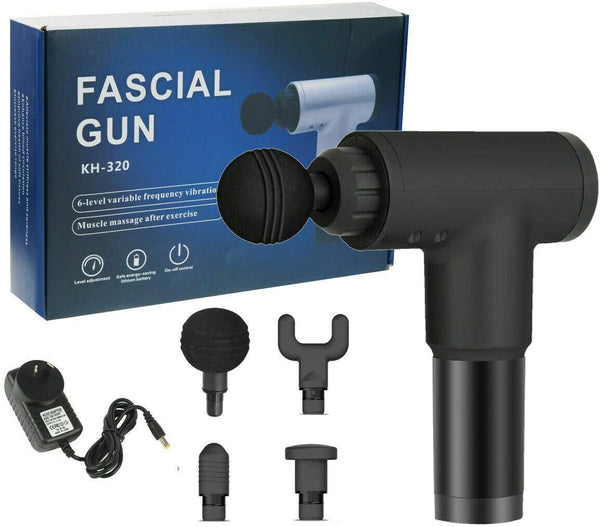 💪 Pistola de Masaje Portátil 6 Velocidades – Alivio Muscular con 4 Cabezas Intercambiables