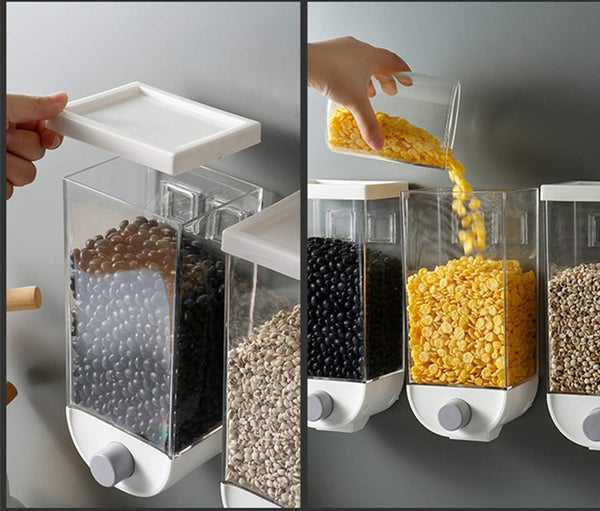 🥣 Dispensador de Cereales Montado en la Pared – Transparente, Hermético y Ahorra Espacio