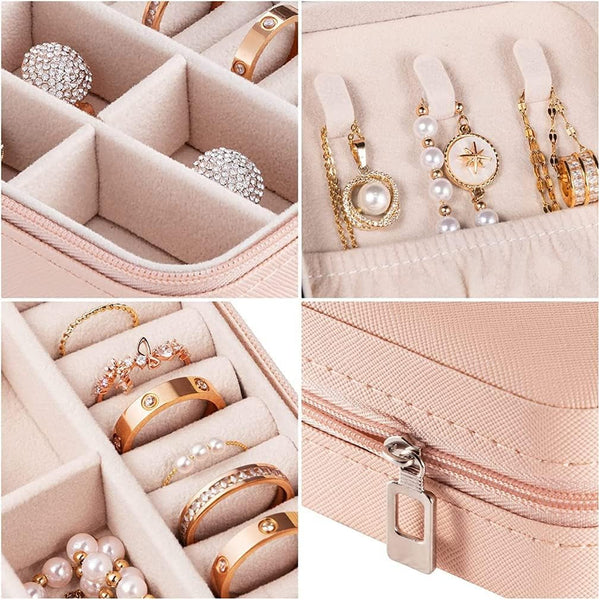 💕 Mini Joyero Portátil Rosado – Compacto, Elegante y Perfecto para Viajes