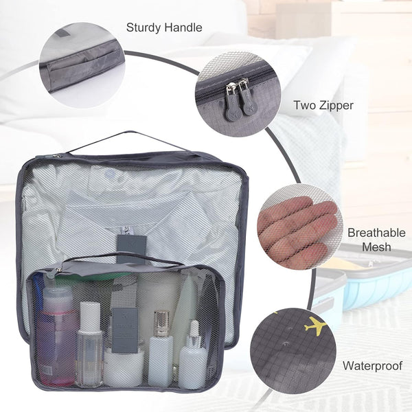 Cubos de Empaque para Viaje – Kit Organizador 6 en 1 (Gris)