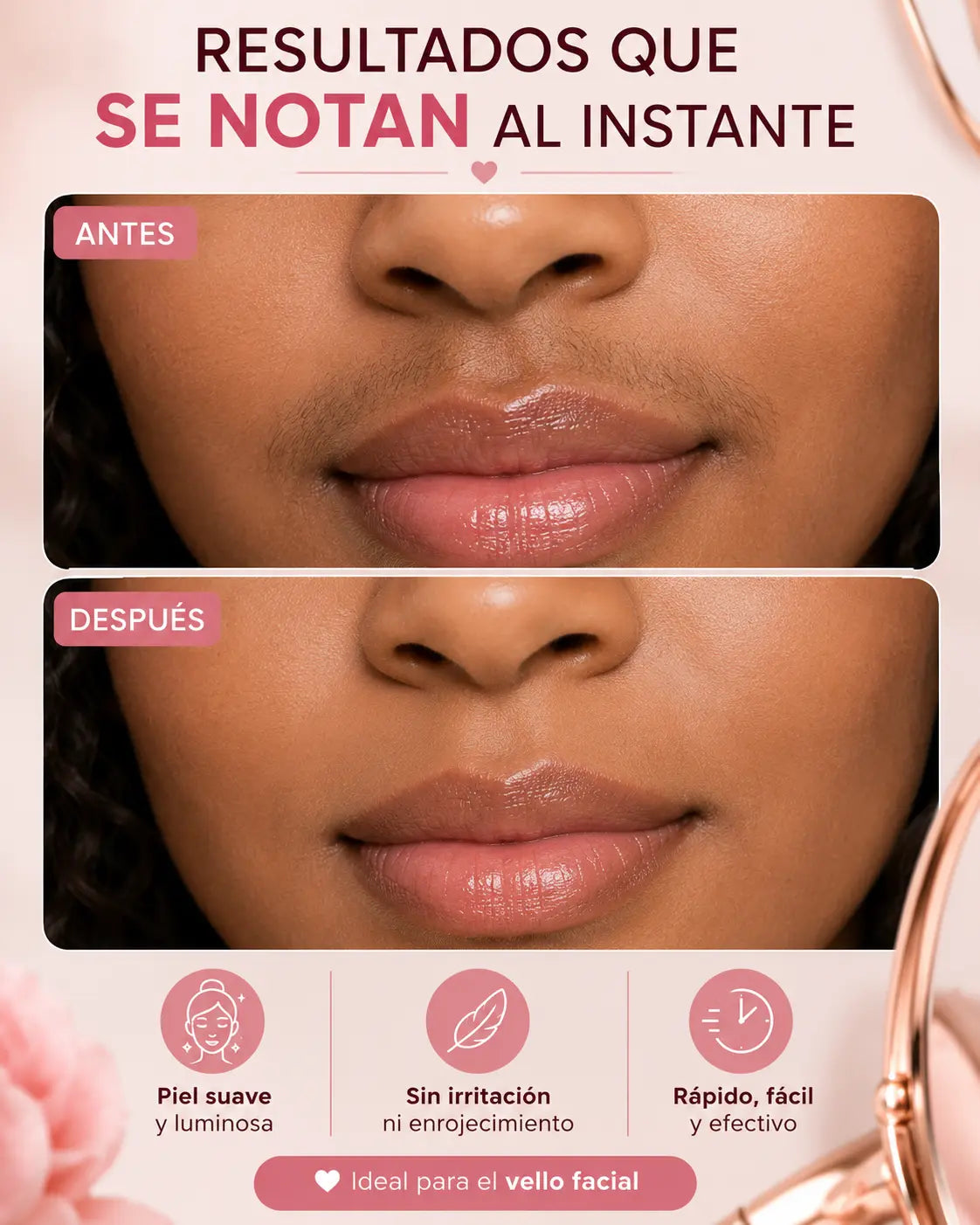 Depiladora facial eléctrica recargable con luz LED - DOMICENTRO